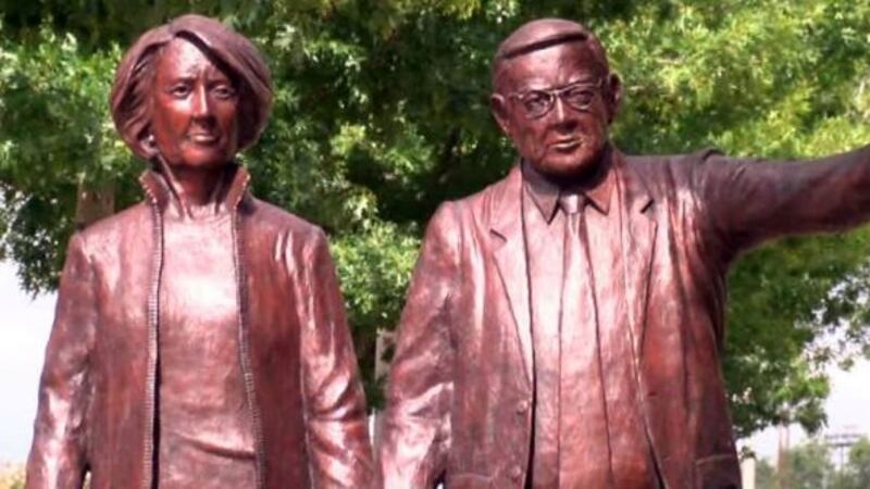 Statue of Carolyn and Delbert McDougal