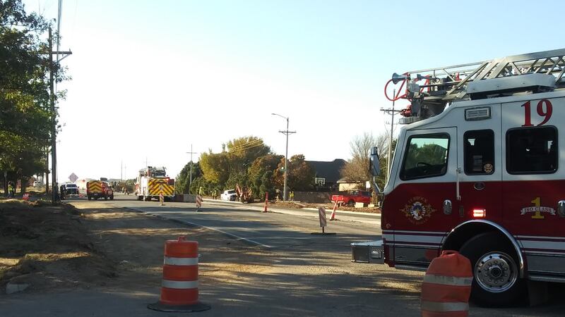 Lubbock Fire Rescue is responding to a cut gas line at 114th Street and Topeka Avenue.