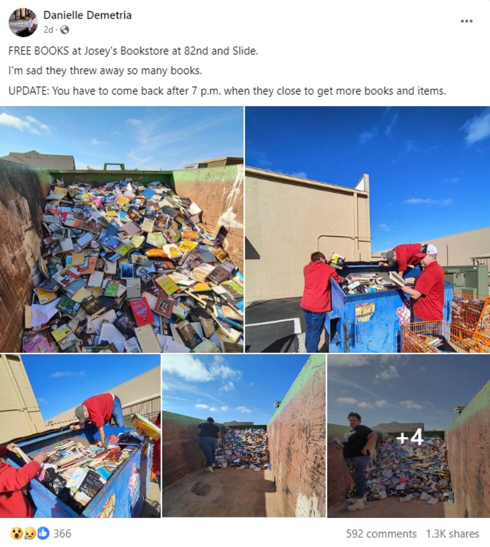 Viral social media post of books being dumped (Danielle Demetria)