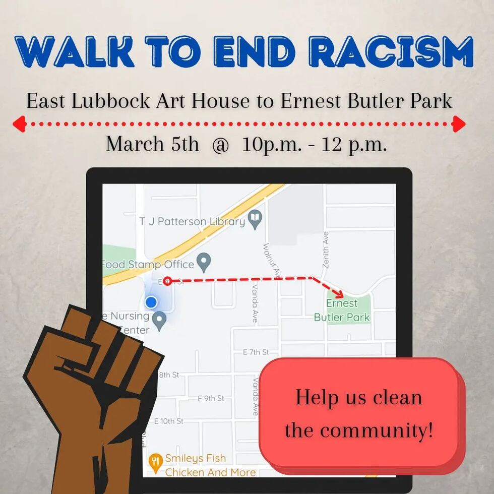 2nd East Lubbock Art House Walk To End Racism taking place Saturday, March 5