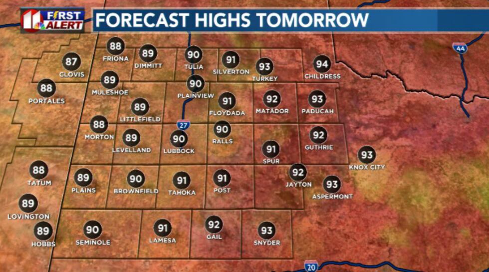 Sunday's highs