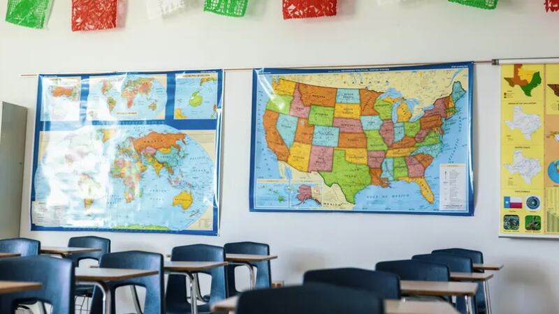 A classroom at Chapa Middle School in Kyle on Aug. 24, 2021.