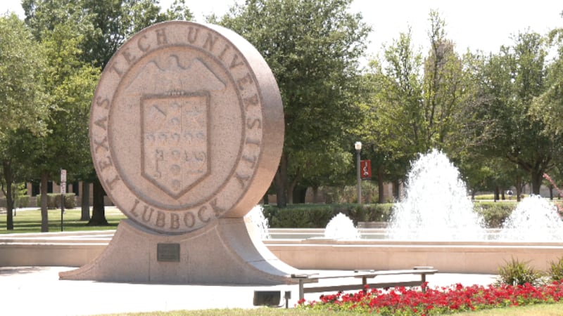 Texas Tech University Seal and water fountain