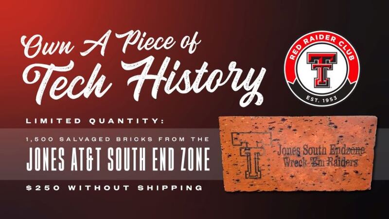 Texas Tech end zone brick sale