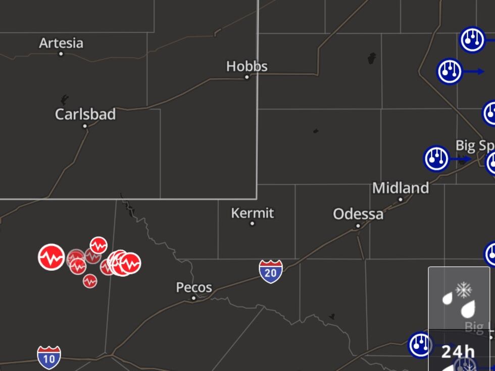 KCBD First Alert Weather App shows earthquakes the morning of Wednesday, Nov. 8, 2023.