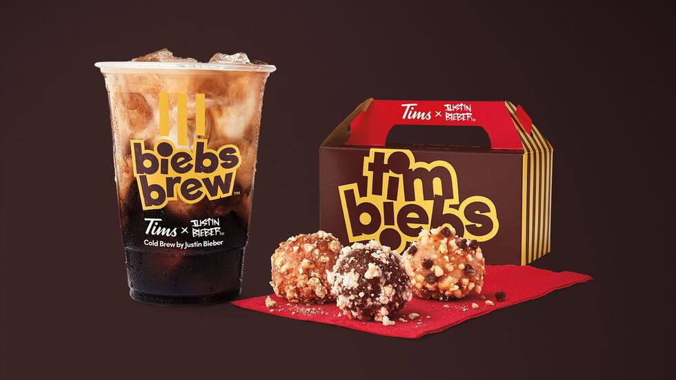 Biebs Brew and Timbiebs Timbits will be available in the U.S. and Canada on June 6.