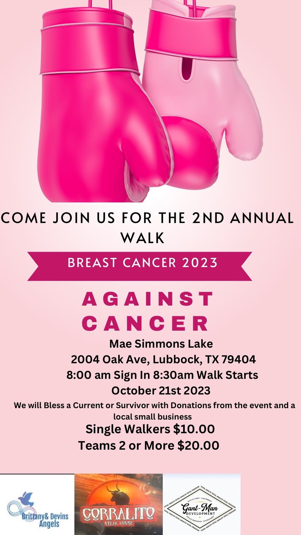 Join local non-profit Brittany & Devin’s Angels for its 2nd annual Breast Cancer Awareness Walk.